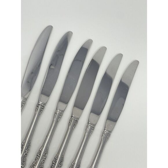 Oneida Shelley Cube USA Stainless Modern Hollow Dinner Knives 9 1/8” Set Of 6 - Picture 4 of 5